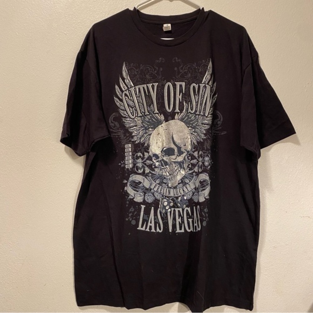 City Of Sin Las Vegas Affliction Graphic T-Shirt Adult Size‎ XXL Mens Black